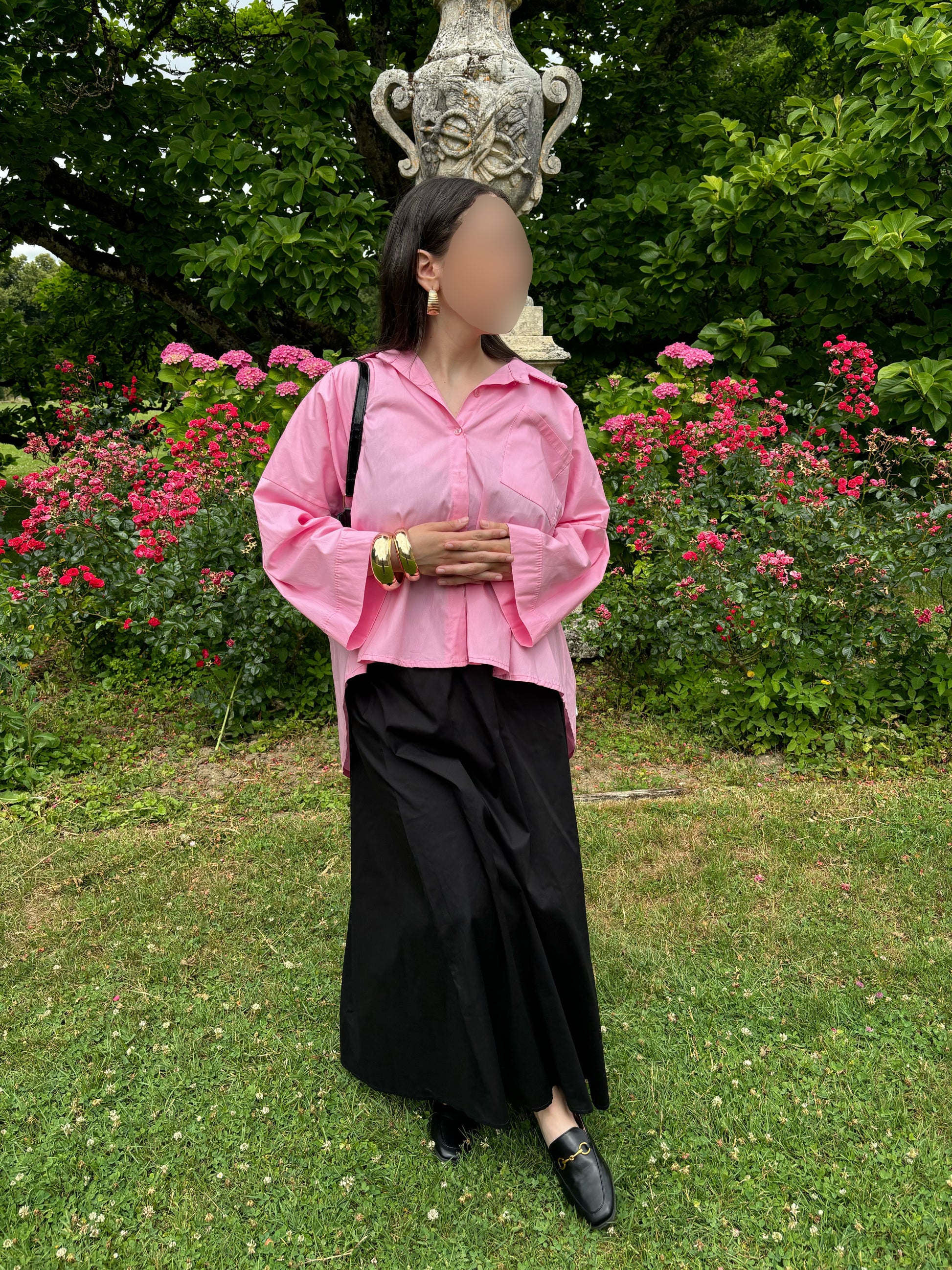 Chemise oversize rose