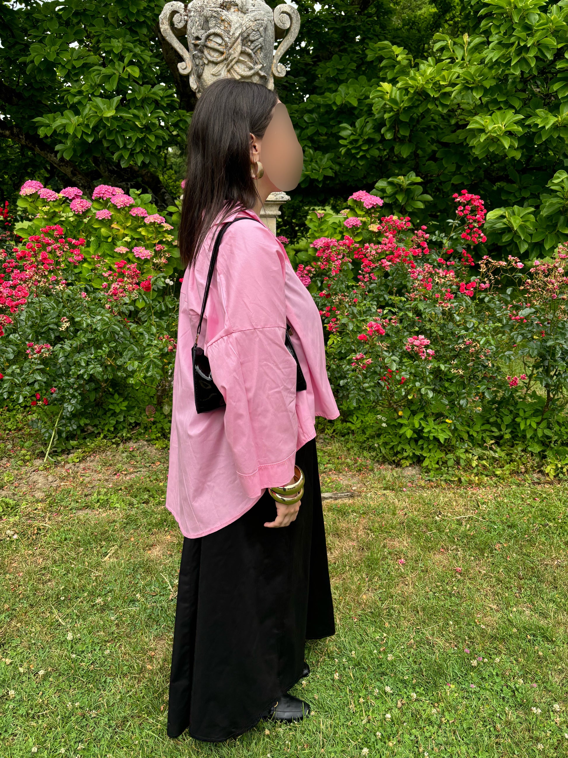 Chemise oversize rose